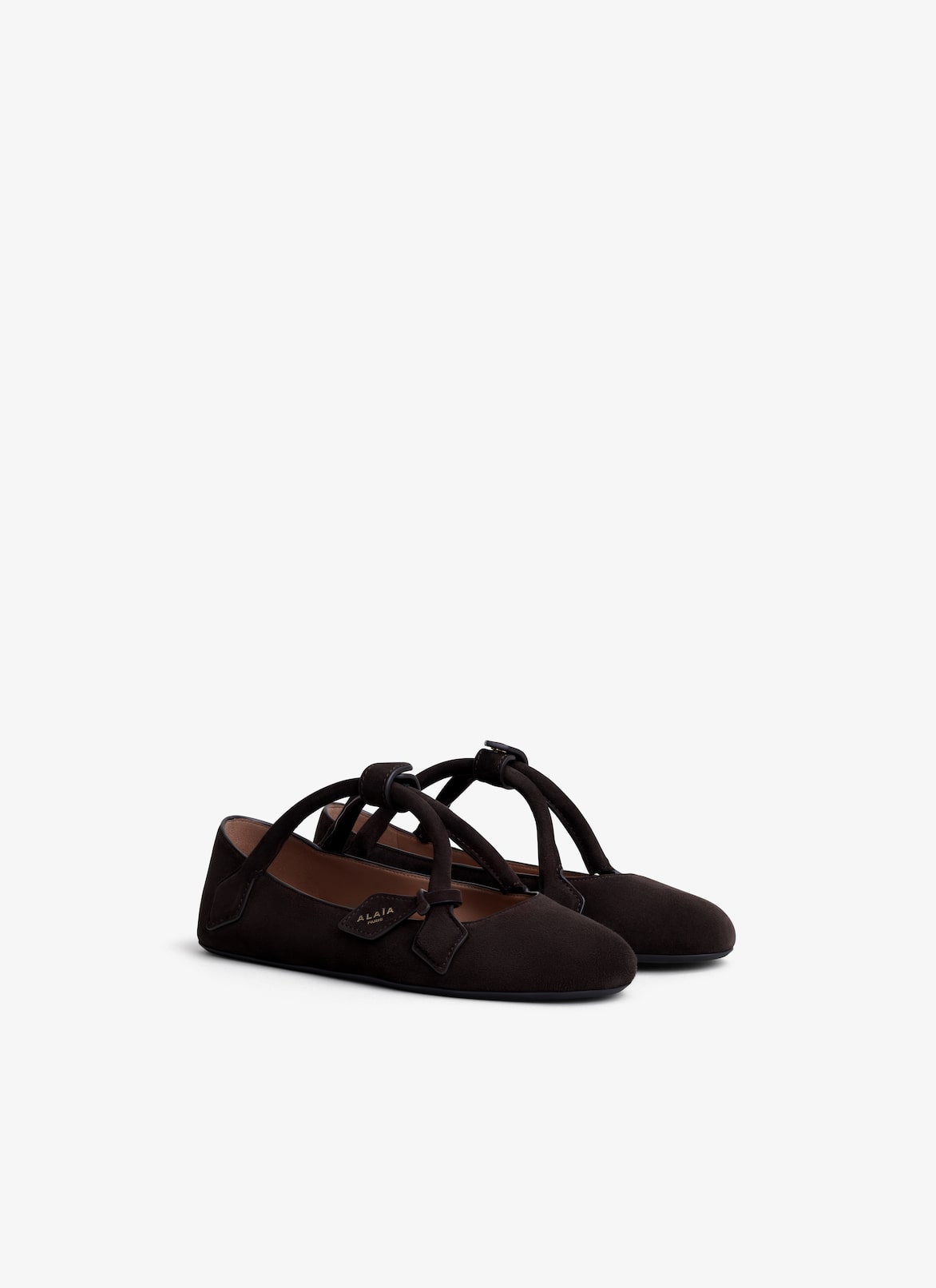 LE TECKEL BALLET FLATS IN SUEDE GOATSKIN ALAÏA DARK BROWN LE TECKEL BALLET FLATS IN SUEDE GOATSKIN